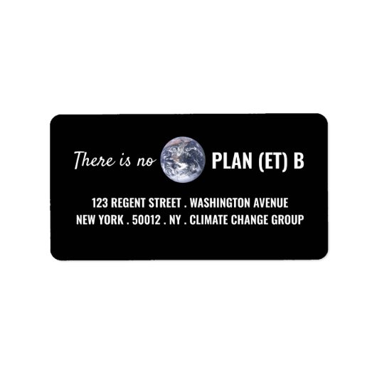 Er is geen plan B, klimaatverandering Etiket (Voorkant)