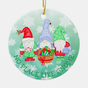 Er is geen plek zoals Gnome, kerst Keramisch Ornament
