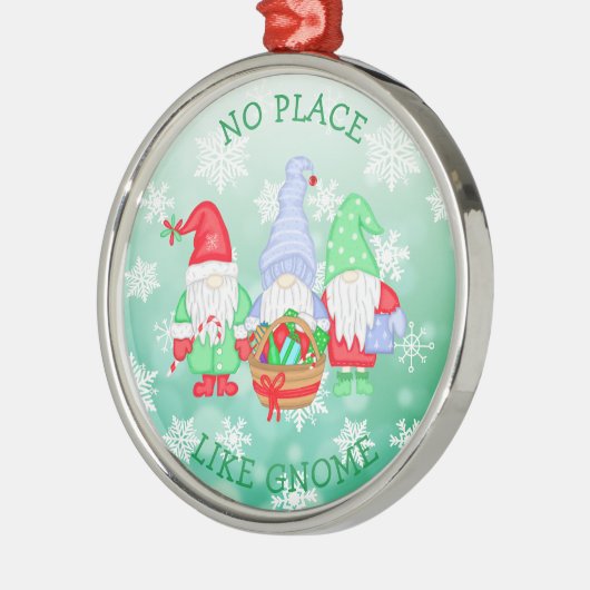 Er is geen plek zoals Gnome, kerst Metalen Ornament (Links)