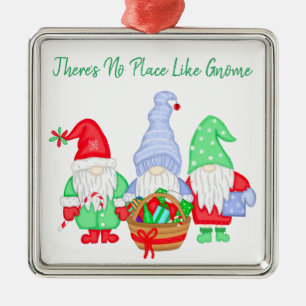 Er is geen plek zoals Gnome, kerst Metalen Ornament
