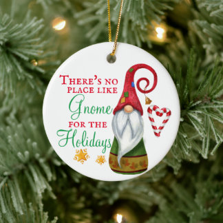 Er is geen plek zoals Gnome Kerstfeestdag Keramisch Ornament