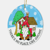 Er is geen plek zoals Gnome Kerstmis Keramisch Ornament (Links)