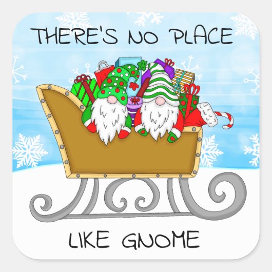 Er is geen plek zoals Gnome, kerstplein S Vierkante Sticker (Voorkant)