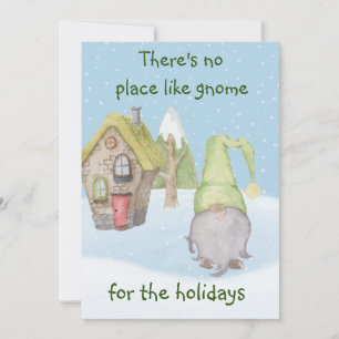 Er is geen plek zoals gnome voor de feestdagen feestdagenkaart
