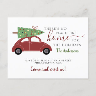 Er is geen plek zoals Home Red Car Holiday Moving Aankondigingskaart