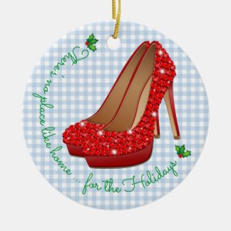 Er is geen plek zoals thuis Ruby Slippers Chrismas Keramisch Ornament