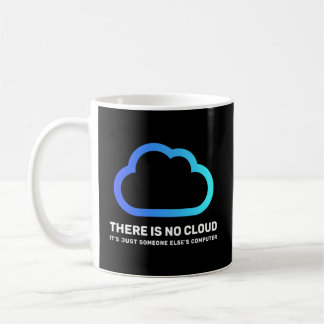 Er is geen wolk, alleen de computer van iemand and koffiemok