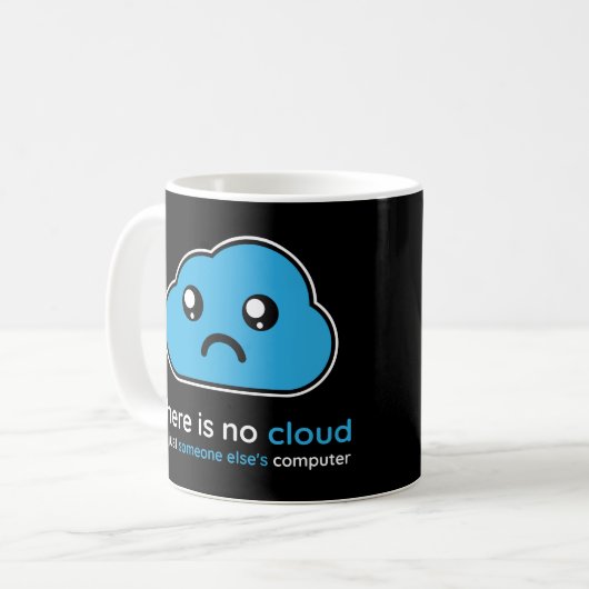 Er is geen wolk! Witte en blauwe kleur Koffiemok (Voorkant links)