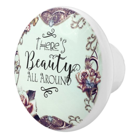 Er is schitterend overal rond Butterflies en Rozen Keramische Knop (Rechts)