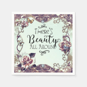 Er is schoonheid rondom vlinders en rozen servetten