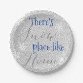 Er is SNEEUWPLAATS zoals thuis! Winter Snowflake Papieren Bordje (Voorkant)