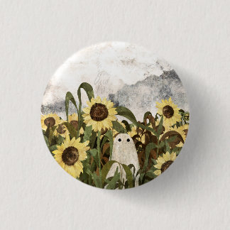 Er is weer een geest in het zonnebloemveld... ronde button 3,2 cm