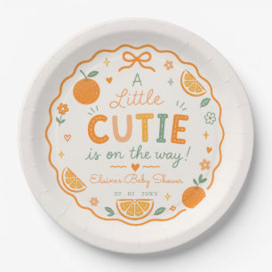 Er komt een klein schatje aan Oranje baby shower Papieren Bordje