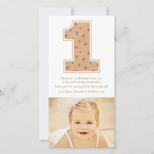 Ęr Merci PhotoCard d'anniversaire de bébé vintage (Devant)