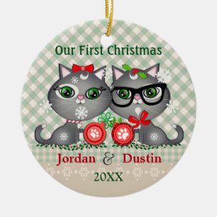 Ęr ornement de Noël de chats rustiques faits sur