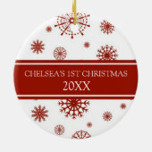 Ęr ornement de Noël de neige du bébé blanc rouge (Dos)