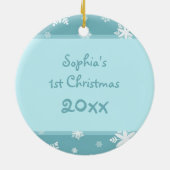 Ęr ornement de Noël du bébé turquoise de photo (Dos)