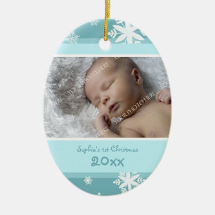 Ęr ornement de Noël du bébé turquoise de photo