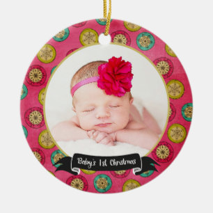 Ęr ornement de Noël du rétro bébé de flocons 
