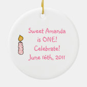 Ęr ornement de souvenir d'anniversaire de bougie (Dos)