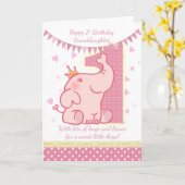 ęr Petite-fille d'anniversaire, carte d'éléphant (Fleur jaune)