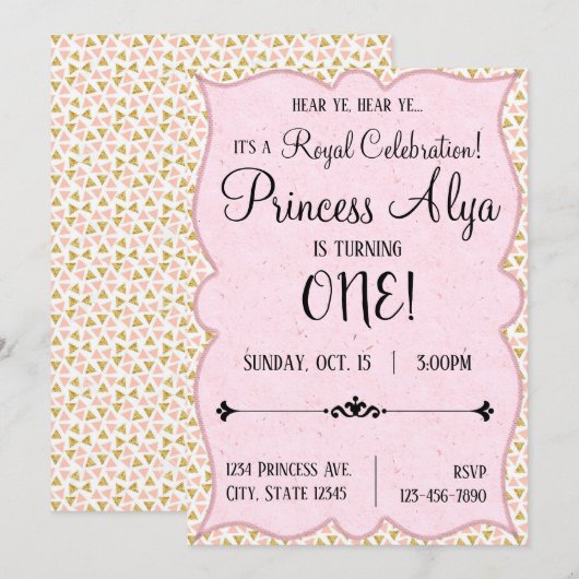 ęr Princesse royale Invitation de célébration (Devant / Derrière)