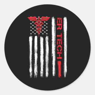 Er Tech US Flag Emergency Room Technologen Techn Ronde Sticker