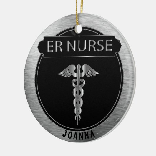 ER 👩 ⚕️ - UpScale Black en Silver Keramisch Ornament (Links)