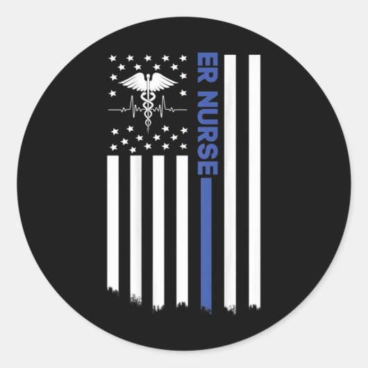 ER VERSE Amerikaanse vlag Verpleegster EMT verplee Ronde Sticker (Voorkant)