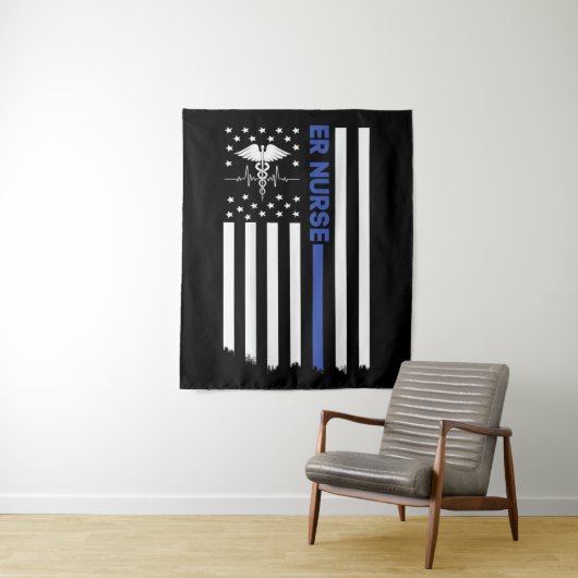 ER VERSE Amerikaanse vlag Verpleegster EMT verplee Wandkleed (In situ)