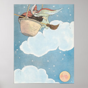 Er was een oude vrouw in een mand gekleed, poster
