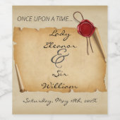 Er was eens een middeleeuws verouderde scroll wax wijn etiket (Enkel label)