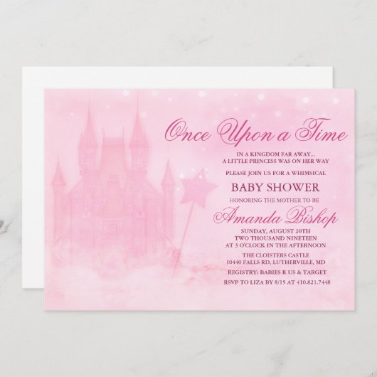 Er was eens een sprookjesachtige Baby shower uitno Kaart (Voorkant / Achterkant)