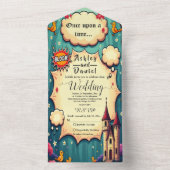 Er was eens een sprookjeshuwelijk in Woodland Cast All In One Uitnodiging (Binnen)