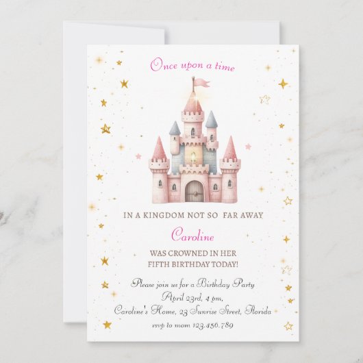 Er was eens, Prinses Verjaardag Uitnodiging (Voorkant)