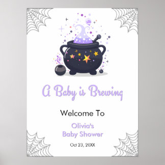 Er wordt een baby gebrouwen Halloween Baby Shower Poster