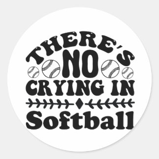 ER WORDT NIET GEHUILD IN SOFTBALL RONDE STICKER