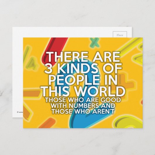ER ZIJN 3 SOORTEN MENSEN Leuk wiskundig grapje Briefkaart (Voorkant / Achterkant)