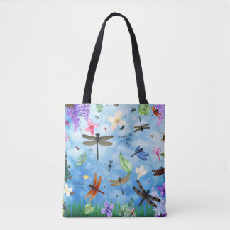 Er zijn dragons ontwerp van de dragonfly tote bag