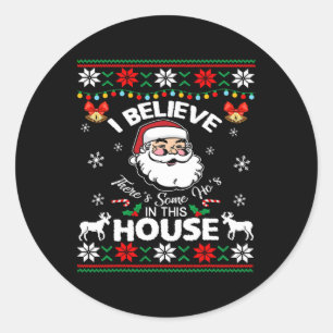 Er zijn een paar hos in dit Huis grappige kerstman Ronde Sticker