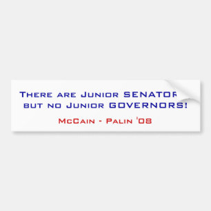 Er zijn Junior SENATORS, maar geen Junior GOVERN.. Bumpersticker
