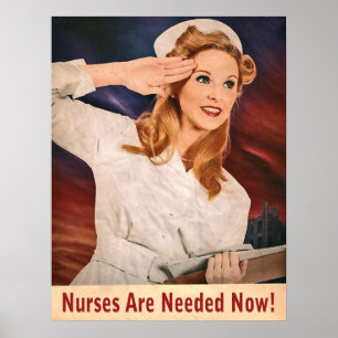 Er zijn nu verpleegsters nodig, oorlogspropaganda poster