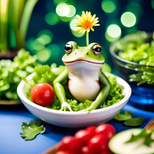 Er zit een kikker in mijn salade canvas afdruk