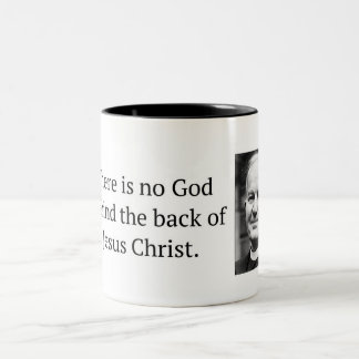 Er zit geen God achter de rug Thomas F Torrance Tweekleurige Koffiemok
