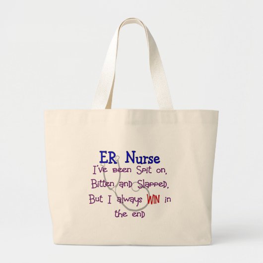 ER Zuster "SPIT ON BITTEN and SLAPPED" Grote Tote Bag (Voorkant)