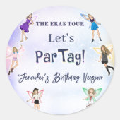 Eras verjaardagsfeestje ronde sticker (Voorkant)