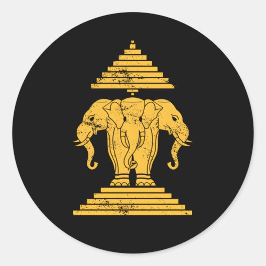 Erawan Sabaidi Greeting 3 Headed Elfant Ronde Sticker (Voorkant)