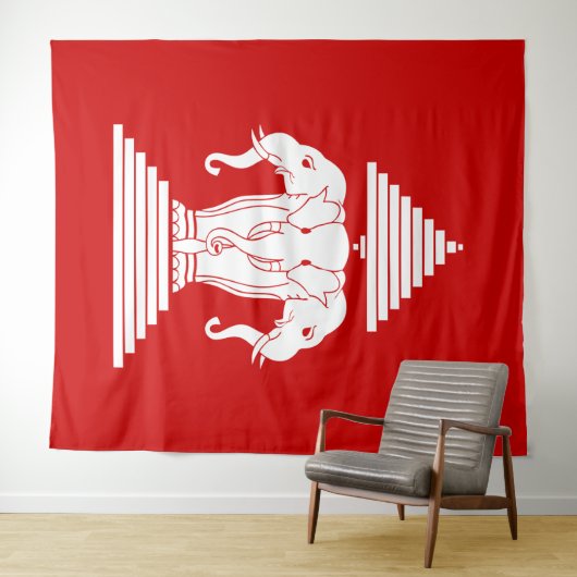 Erawan Three Headed Elephant Lao / Laos Flag Wandkleed (In Situ (horizontaal))