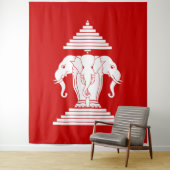 Erawan Three Headed Elephant Lao / Laos Flag Wandkleed (In situ)