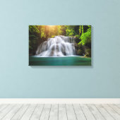 Erawan Waterfall | Kanjanaburi Thailand Canvas Afdruk (Insitu (Houten vloer))